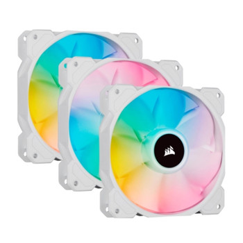 Corsair iCUE SP120 ELITE Performance 12cm PWM RGB Case Fans x3, 8 ARGB LEDs, Hydraulic Bearing, Lighting Node CORE Included, White
