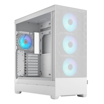 Fractal Design Pop XL Air RGB (White TG) Gaming Case w /  Clear Glass Window, E-ATX, Hexagonal Mesh Front, 4 RGB Fans & RGB Controller