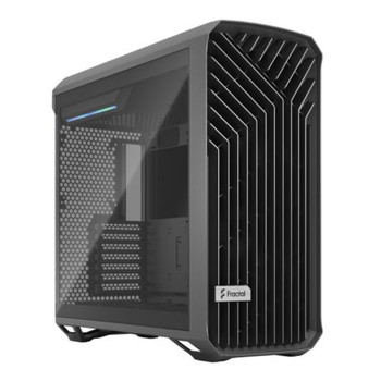 Fractal Design Torrent (Grey Light TG) Gaming Case w /  Light Tint Glass Windows, E-ATX, 5 Fans, Fan Hub, RGB Strip on PSU Shroud, Front Grille, USB-C