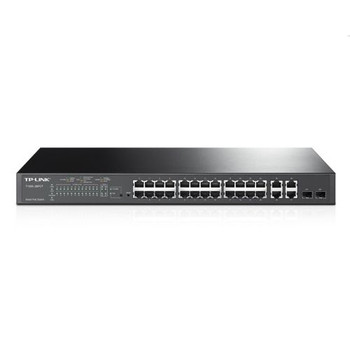 TP-LINK (T1500-28PCT) 24-Port Smart PoE Switch, 24 x 10 / 100Mbps PoE+ 4-Port Gigabit, 2 Combo GB SFP Slots, Rackmountable