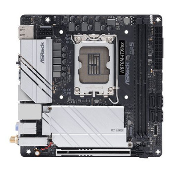 Asrock H670M-ITX / AX, Intel H670, 1700, Mini ITX, 2 DDR4, HDMI, DP, Wi-Fi, 2.5GB LAN, PCIe5, 2x M.2