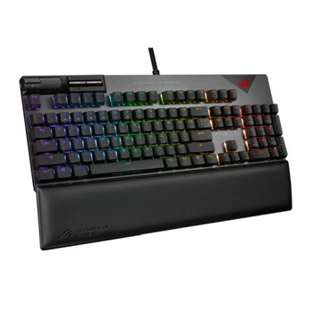 Asus ROG STRIX FLARE II RGB Mechanical Gaming Keyboard w /  PBT Keycaps, USB, ROG NX Red Switches, Detachable Wrist Rest