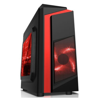 Spire F3 Micro ATX Gaming Case w /  Window, Red LED Fan, Black with Red Stripe, Card Reader