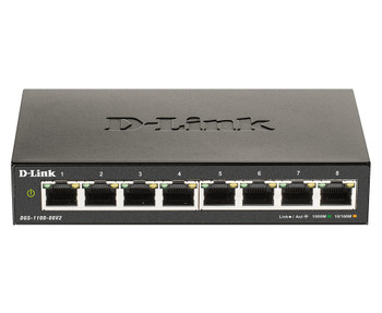 DGS-1100-08V2/E , D-Link DGS-1100-08V2 Managed L2 Gigabit Ethernet (10/100/1000) Black