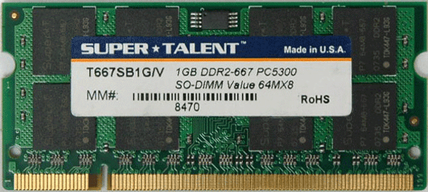 Super Talent DDR2-667 SODIMM 1GB/64x8 Value Notebook Memory