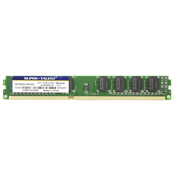 Super Talent DDR3-1600 4GB/256Mx8 VLP ECC CL11 Samsung Chip Server Memory