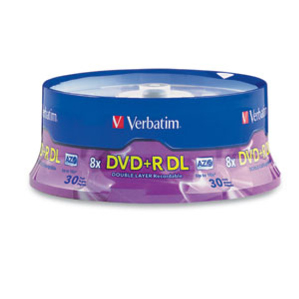 Verbatim DVD+R DL 8.5GB 8X Branded 30pk Spindle 8.5GB DVD+R DL 30pcs