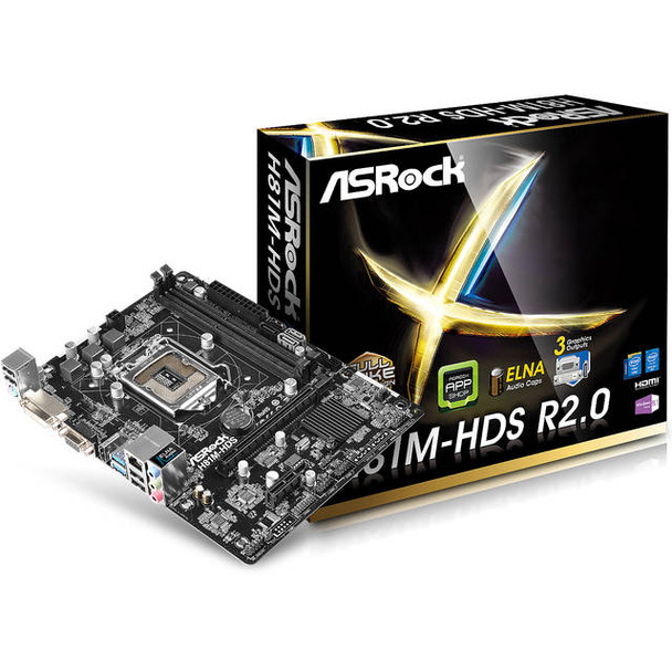 ASRock H81M-HDS R2.0 LGA1150/ Intel H81/ DDR3/ SATA3&USB3.0/ A&GbE/ MicroATX Motherboard