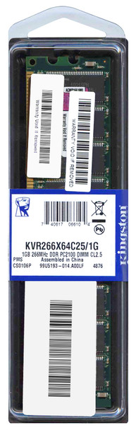 KVR266X64C25/1G - Kingston 1GB PC2100 DDR-266MHz non-ECC Unbuffered CL2.5 184-Pin DIMM Memory Module