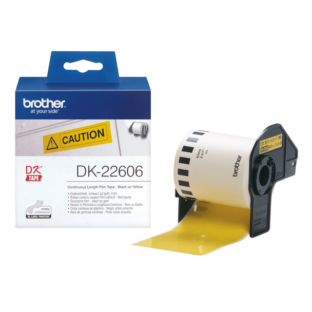 DK2606 , Brother DK-22606 DirectLabel Etikettes yellow 62mm x 15,24m for Brother P-Touch QL/700/800/QL 12-102mm/QL 12-103.6mm