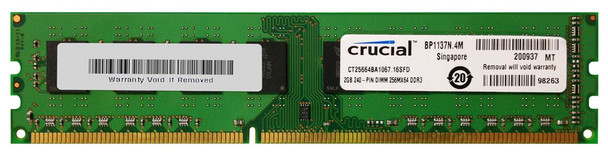 CT25664BA1067 - Crucial 2GB PC3-8500 DDR3-1066MHz non-ECC Unbuffered CL7 240-Pin DIMM Memory Module