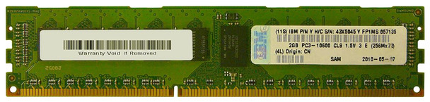 43X5045 - IBM 2GB(1X2GB)1333MHz PC3-10600 240-Pin Dual Rank X8 ECC Registered CL9 LP DDR3 SDRAM RDIMM IBM Memory for SYSTE