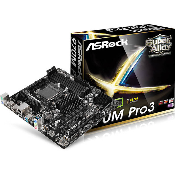 ASRock 970M PRO3 Socket AM3+/ AMD 970/ DDR3/ Quad CrossFireX/ SATA3&USB3.0/ A&GbE/ MicroATX Motherboard