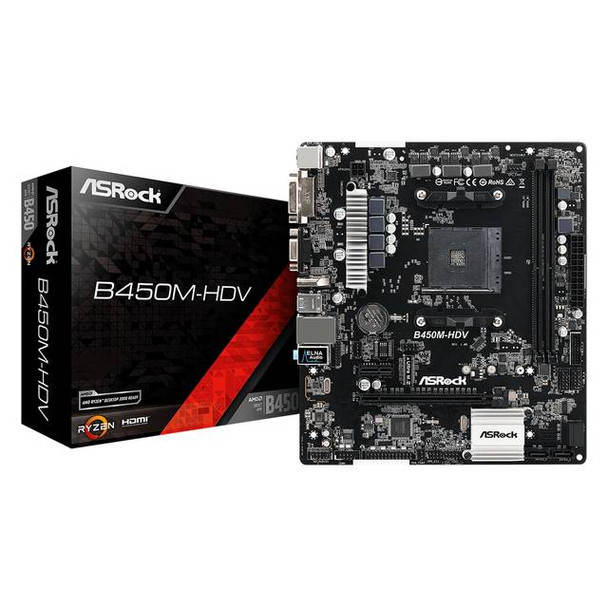ASRock B450M-HDV Socket AM4/ AMD Promontory B450/ DDR4/ SATA3&USB3.1/ M.2/ A&GbE/ MicroATX Motherboar