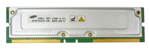 MR18R162GAF0-CM8 - Samsung Rambus 512MB PC800 800MHz ECC 40ns 184-Pin RDRAM RIMM Memory Module (Refurbished)