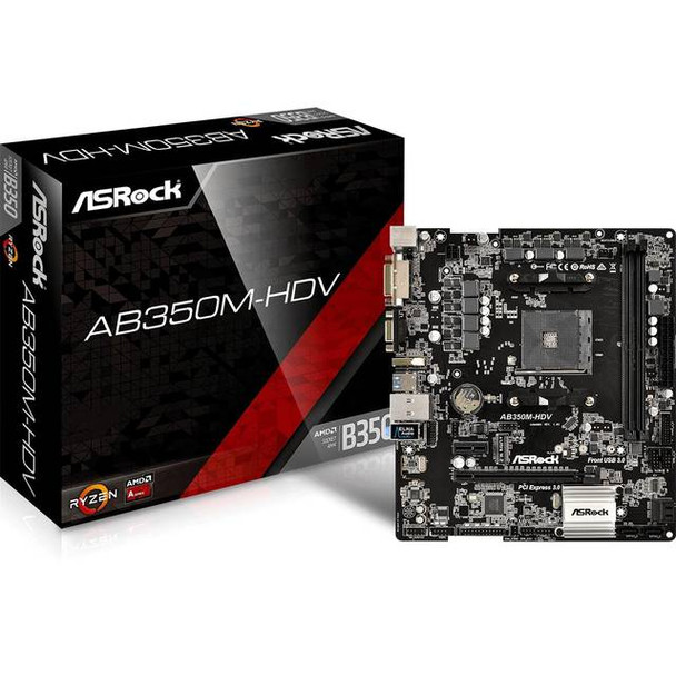 ASRock AB350M-HDV Socket AM4/ AMD B350/ DDR4/ SATA3&USB3.0/ M.2/ A&GbE/ MicroATX Motherboard