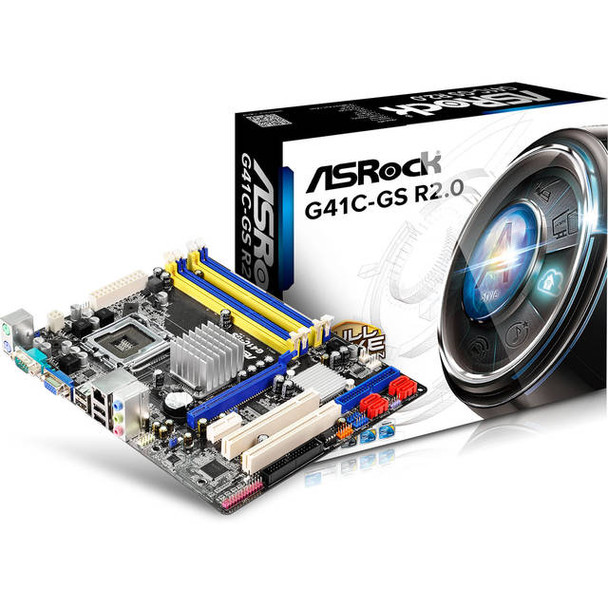ASRock G41C-GS R2.0 LGA775/ Intel G41/ DDR3&DDR2/ A&V&GbE/ MicroATX Motherboard