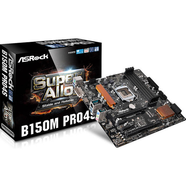 ASRock B150M PRO4S LGA1151/ Intel B150/ DDR4/ Quad CrossFireX/ SATA3&USB3.0/ A&GbE/ MicroATX Motherboard