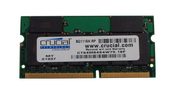 CT64M64S4W75 - Crucial 512MB PC133 133MHz non-ECC Unbuffered CL3 144-Pin SoDimm Memory Module