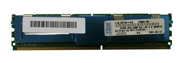 41Y2783 - IBM 1GB(2X512MB)667MHz PC2-5300 240-Pin DIMM CL5 ECC FULLY BUFFERED DDR2 SDRAM IBM Memory Kit for IBM BladeCenter & SYS