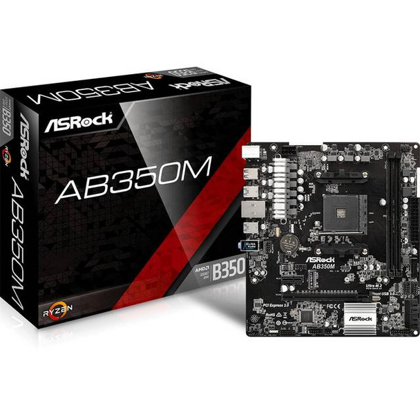 ASRock AB350M Socket AM4/ AMD B350/ DDR4/ SATA3&USB3.0/ M.2/ A&GbE/ MicroATX Motherboard