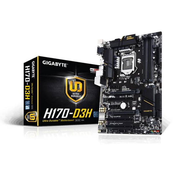 GIGABYTE GA-H170-D3H LGA1151/ Intel H170/ DDR4/ 2-Way CrossFireX/ SATA3&USB3.0/ M.2&SATA Express/ A&GbE/ ATX Motherboard