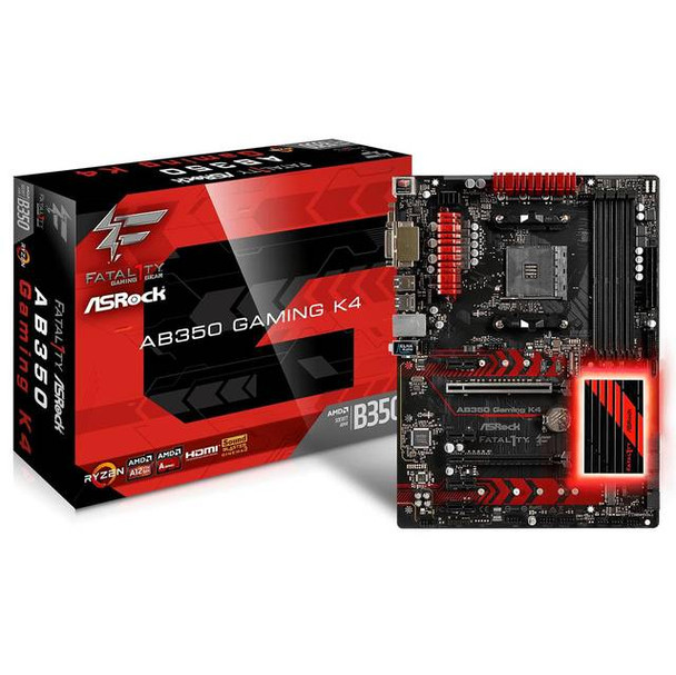 ASRock FATAL1TY AB350 GAMING K4 Socket AM4/ AMD B350/ DDR4/ SATA3&USB3.0/ M.2/ A&GbE/ ATX Motherboard