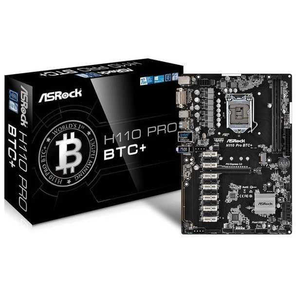 ASRock H110 PRO BTC+ LGA1151/ Intel H110/ DDR4/ SATA3&USB3.1/ M.2/ A&GbE/ ATX Motherboard