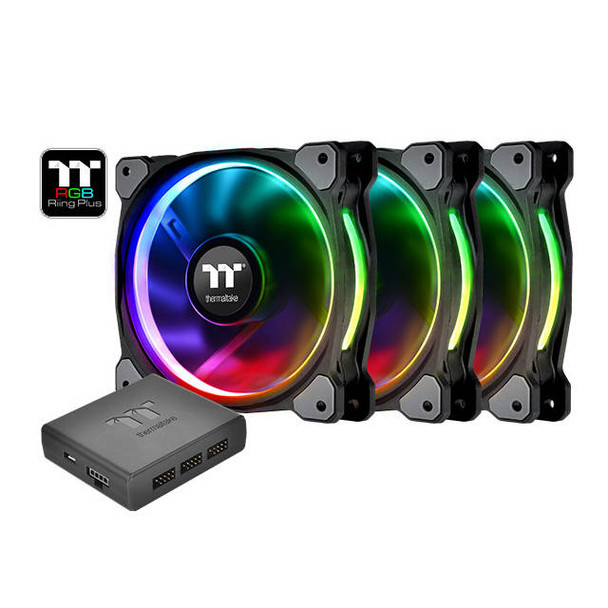 Thermaltake Riing Plus 14 LED RGB Radiator Fan TT Premium Edition Case Fan (3 Fan Pack)