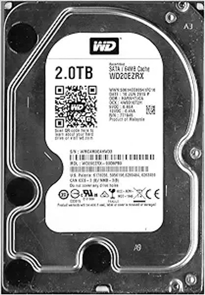 WD20EZRX - Western Digital Green 2TB 5400RPM SATA 6Gb/s 64MB Cache 3.5-inch Hard Disk Drive