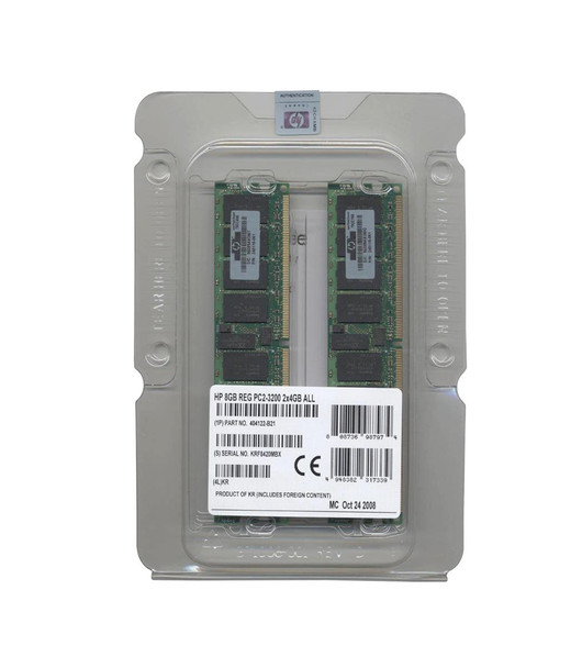 404122-B21 - HP 8GB Kit (2 X 4GB) PC2-3200 DDR2-400MHz ECC Registered CL3 240-Pin DIMM Memory for ProLiant DL580 G3 and DL580 G4 Server