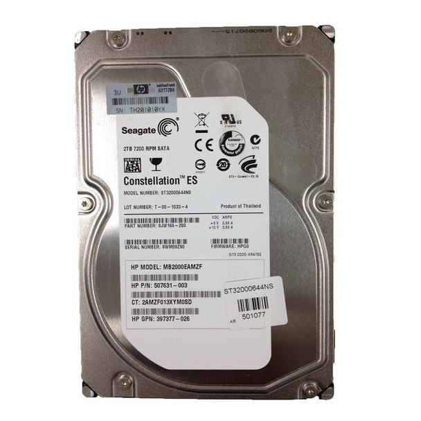 507631-003 - HP 2TB 7200RPM SATA 3GB/s NCQ MidLine 3.5-inch Hard Drive