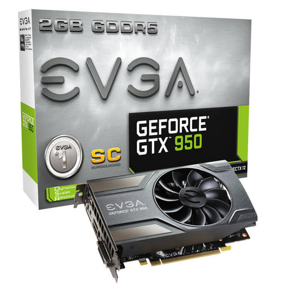 EVGA NVIDIA GeForce GTX 950 Superclocked Gaming 2GB GDDR5 DVI/HDMI/DisplayPort PCI-Express Video Card