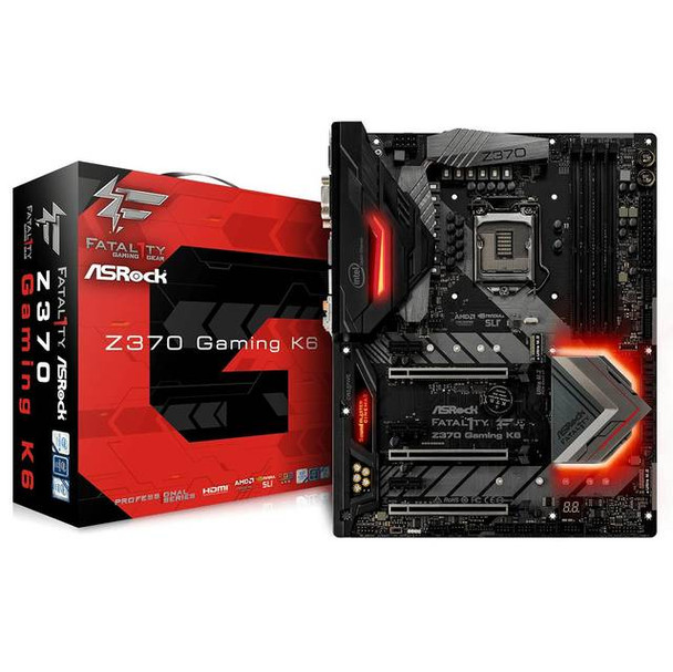 ASRock Fatal1ty Z370 GAMING K6 LGA1151/ Intel Z370/ DDR4/ Quad CrossFireX & Quad SLI/ SATA3&USB3.1/ M.2/ A&2GbE/ ATX Motherboard