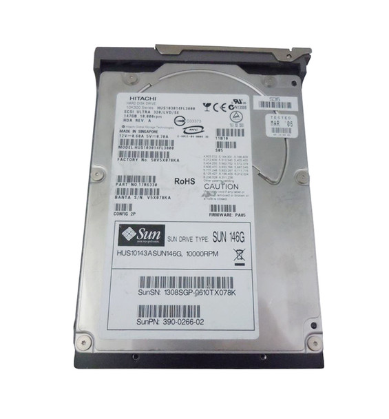 390-0266-01 - Sun 146GB 10000RPM Ultra-320 SCSI LVD Hot-Pluggable 80-Pin 3.5-inch Hard Drive