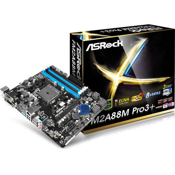 ASRock FM2A88M PRO3+ Socket FM2+/ AMD A88X/ DDR3/ SATA3&USB3.0/ A&GbE/ MicroATX Motherboard