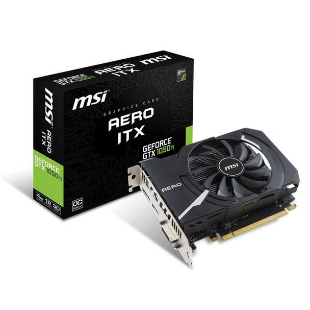 MSI NVIDIA GeForce GTX 1050 TI AERO ITX OC 4GB GDDR5 DVI/HDMI/DisplayPort PCI-Express Video Card