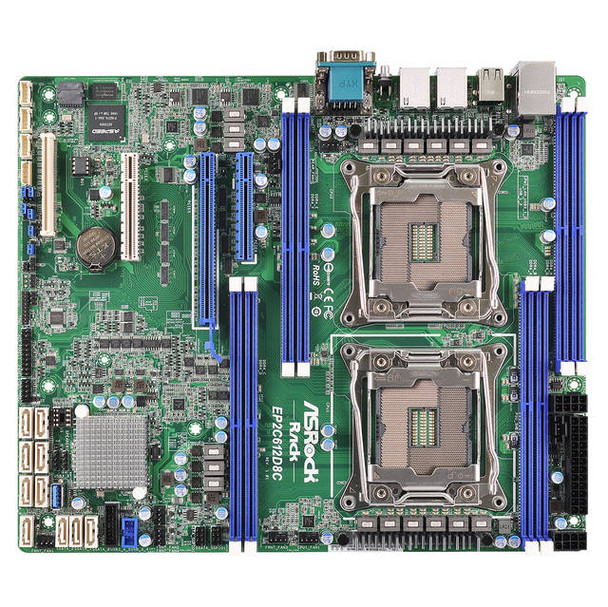 ASRock Rack EP2C612D8C Dual LGA2011-v3/ Intel C612/ DDR4/ SATA3&USB3.0/ V&2GbE/ ATX Server Motherboard