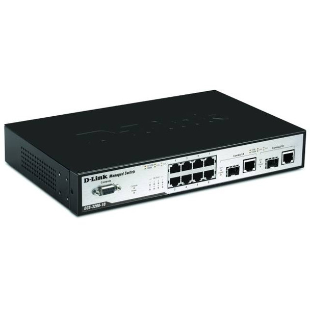 D-Link DGS-3200-10 Managed 8-Port Gigabit Stackable Layer2 Switch w/ 2-Combo SFP