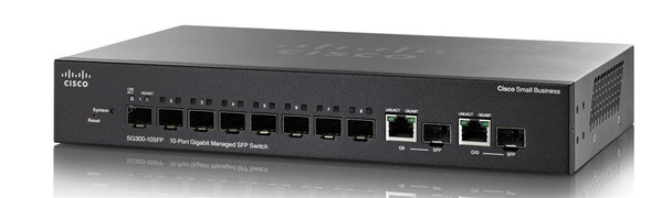 SG300-10SFP-K9 - Cisco Small Business SG300 8-Ports Gigabit SFP + 2-Ports Combo Gigabit SFP Managed Switch (Refurbished)