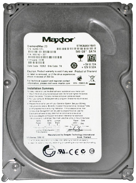 STM3500418AS - Seagate DiamondMax 23 500 GB 3.5 Internal Hard Drive - SATA/300 - 7200 rpm - 16 MB Buffer - Hot Swappable