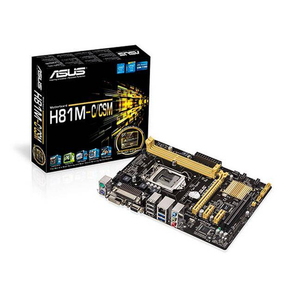 Asus H81M-C/CSM LGA1150/ Intel H81/ DDR3/ SATA3&USB3.0/ A&GbE/ MicroATX Motherboard