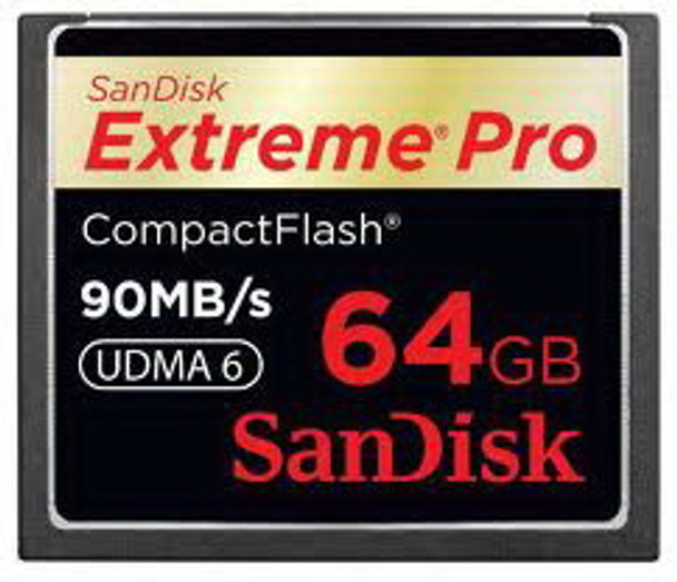 SDCFXP-064G-X46 - SanDisk 64GB Extreme Pro 600x 90MBps Read/Write UDMA Type I CompactFlash Memory Card