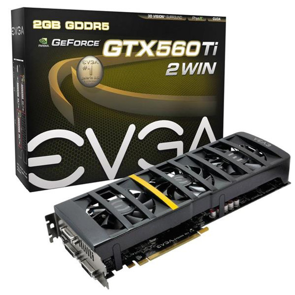 02G-P3-1569-KR - EVGA GeForce GTX 560 TI 2Win 2GB 512-Bit GDDR5 PCI Express 2.0 x16 HDCP Ready Video Graphics Card