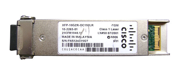 XFP-10GZR-OC192LR= - Cisco Multirate XFP Transceiver Module for 10-GBase-ZR Ethernet and OC-192/STM-64 long-reach Packet-over-SONET/SDH (POS) applications SMF du