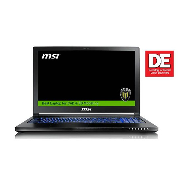 MSI WS63 8SJ-019 15.6 inch Intel Core i7-8750H 2.2GHz/ 16GB DDR4/ 512GB PCI-E SSD/ Quadro P2000/ USB3