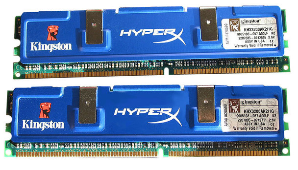 KHX3200AK2/1G - Kingston HyperX 1GB Kit (2 X 512MB) PC3200 DDR-400MHz non-ECC Unbuffered CL2 (2-3-2-6-1) 184-Pin DIMM Memory (Kit of 2) w/Heat Spreader