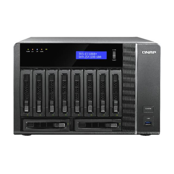 QNAP TVS-EC1080+-E3-32G-US Intel Xeon E3-1245 v3 3.4GHz/ 32GB RAM/ 6GbE/ 10SATA3/ USB3.0/ 10-Bay Desktop NAS for Enterprise