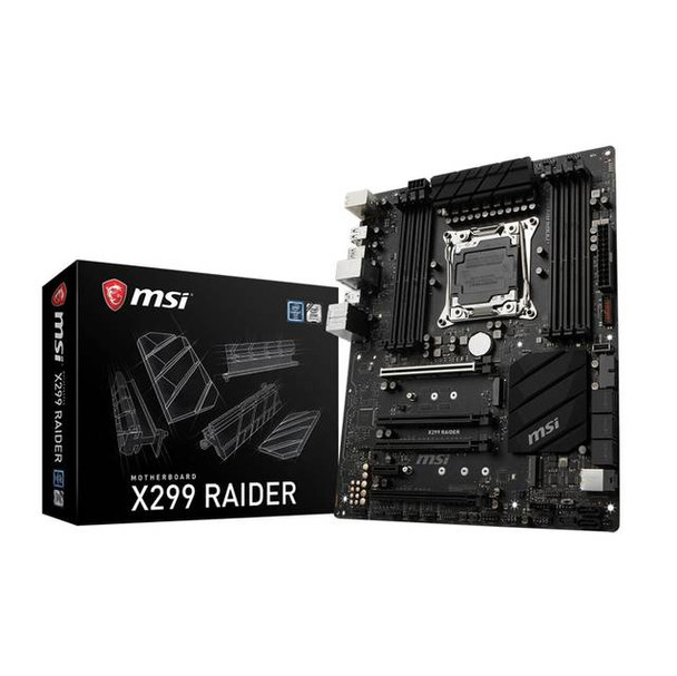 MSI X299 RAIDER LGA2066/ Intel X299/ DDR4/ CrossFireX & SLI/ SATA3&USB3.1/ M.2&U.2/ A&GbE/ ATX Motherboard