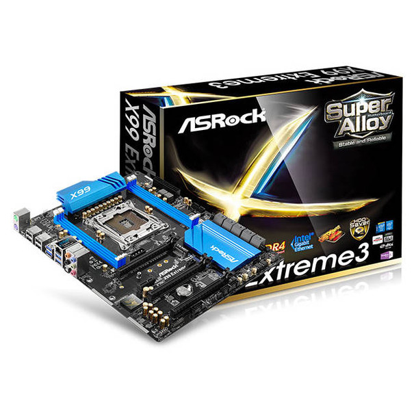 ASRock X99 EXTREME3 LGA2011-v3/ Intel X99/ DDR4/ Quad CrossFireX & Quad SLI/ SATA3&USB3.0/ M.2/ A&GbE/ ATX Motherboard